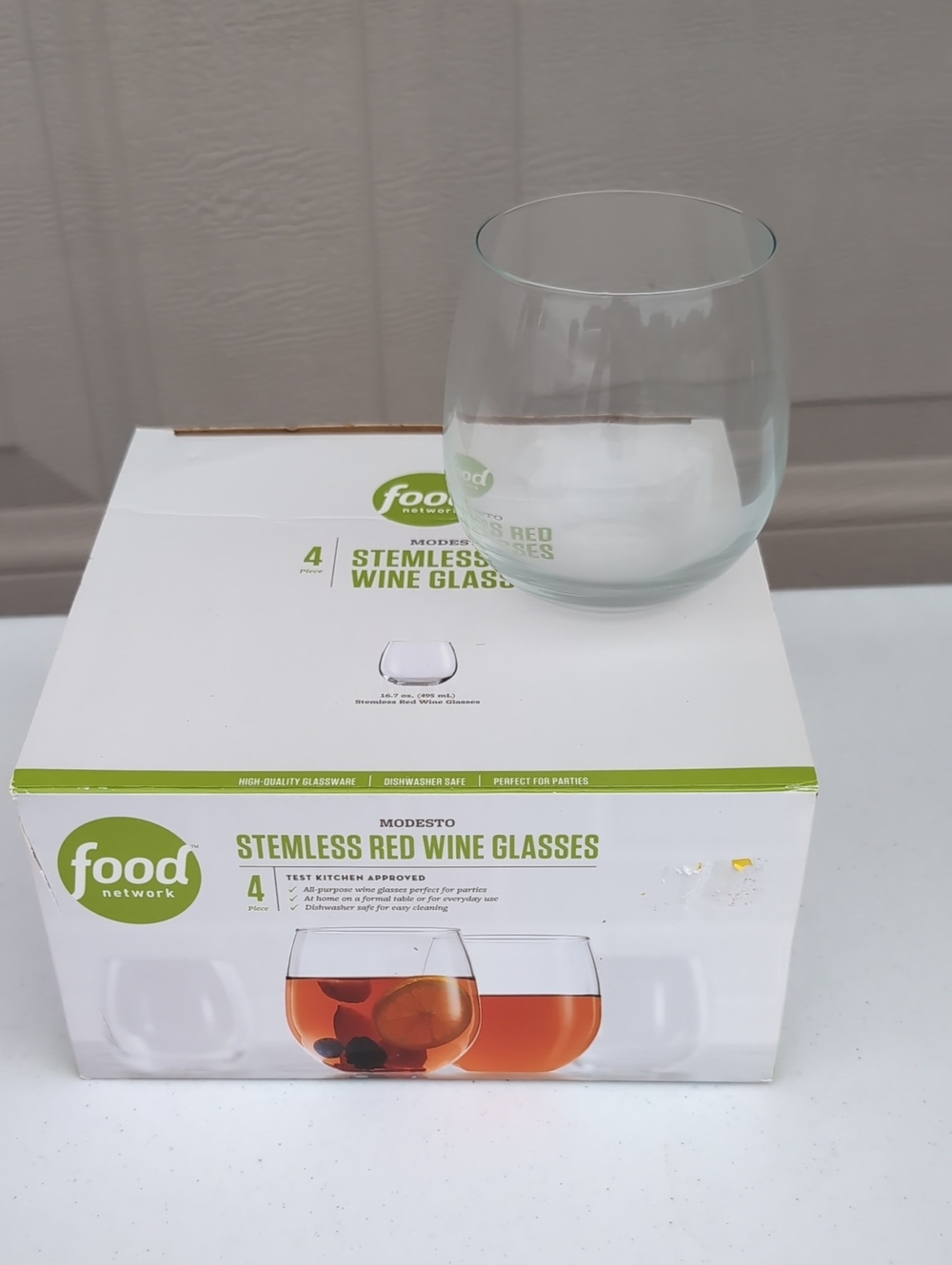 Food Network Clear Stemless Wine Glass - Transparent